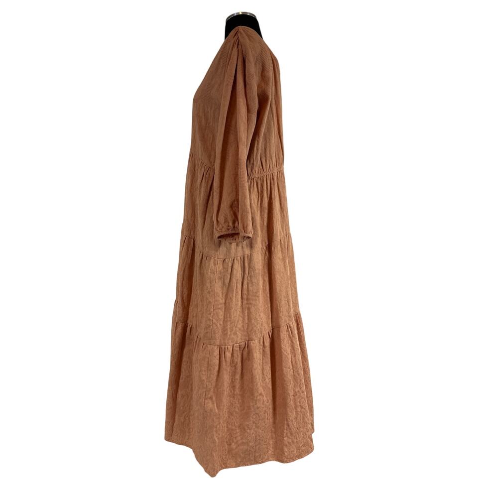 Umgee 3/4 Sleeve V-Neck Tiered Maxi Dress V-Back Cotton Boho Pullover Size 1X - Picture 7 of 15
